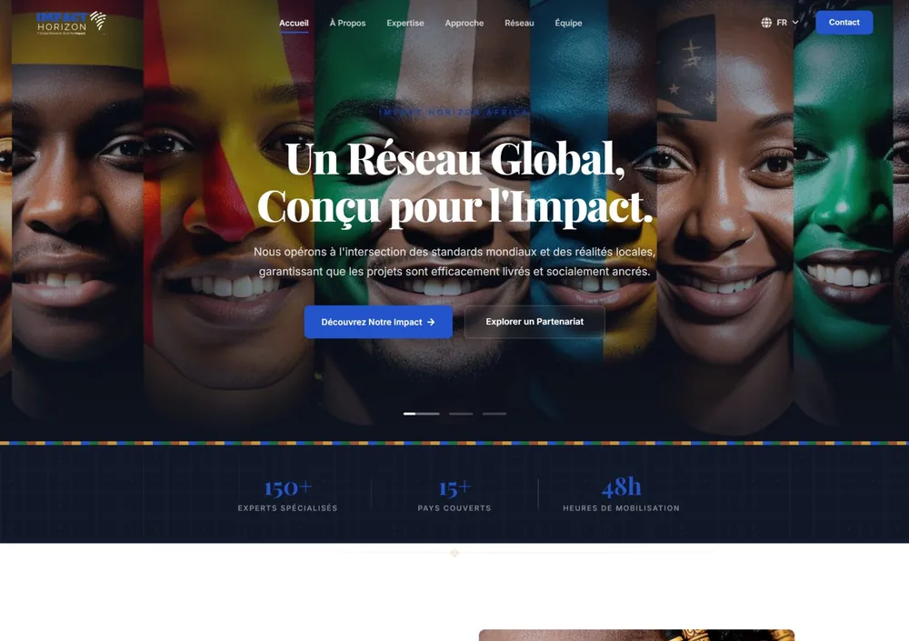 Site web Impact Horizon Africa réalisé par Wawo Domguia Michael Steve